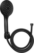 Cornat Set de douche "Noir" - Black Edition - douchette 125 mm - 3 types de jets : Jet normal & spray - utilisation anticalcaire & économe en eau - flexible de douche 150 cm / set pour douche & bain
