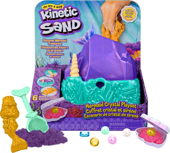 Kinetic Sand - Speelzand - Kristal Zeemeermin set - 3 kleuren - 481g - Sensorisch Speelgoed