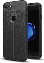 Apple iPhone 7 Hoesje met Leren Textuur Zwart