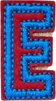 Alfabet Letter Strijk Embleem Patch Rood Blauw Letter E / 2 cm / 3.4 cm