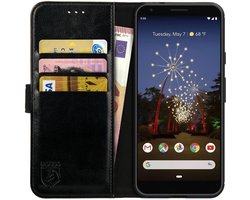 Rosso Element Book Case Wallet Hoesje Geschikt voor Google Pixel 3a | Portemonnee | 3 Pasjes | Magneetsluiting | Stand Functie | Zwart