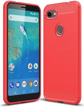 Google Pixel 3A XL Geborsteld TPU Hoesje Rood