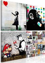 Schilderij - Banksy Collage , 4 delen