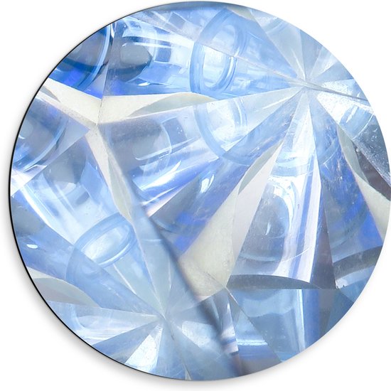 Dibond Muurcirkel - Abstracte Lichtblauwe Vakken in Tegengestelde Richtingen - 50x50 cm Foto op Aluminium Muurcirkel (met ophangsysteem)