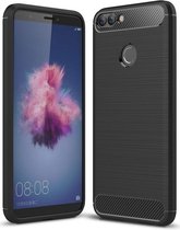 Huawei P Smart Geborsteld TPU Hoesje Zwart