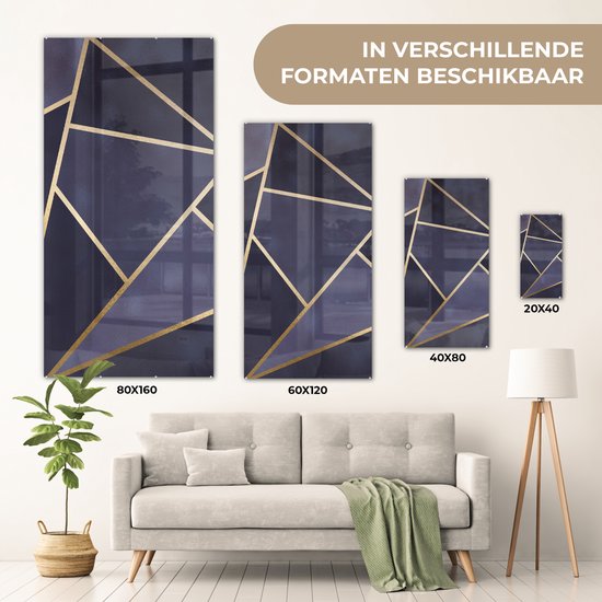 Peinture sur Verre - Marbre - Blauw - Collage - 60x120 cm - Peintures Plexiglas