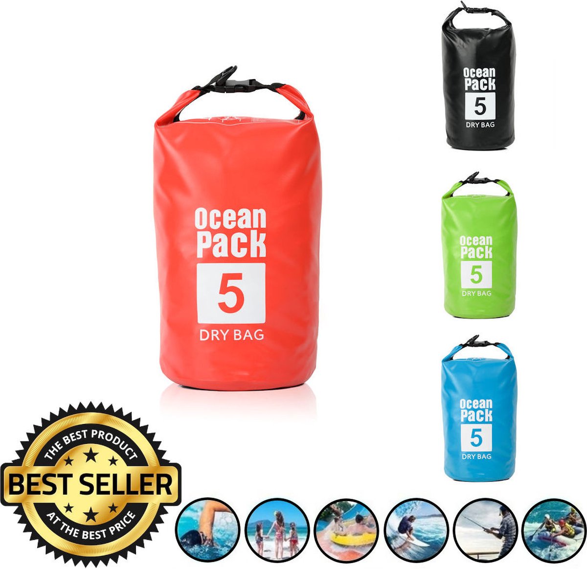 Decopatent® Waterdichte Tas - Dry bag - 5L - Ocean Pack - Dry Sack - Survival Outdoor Rugzak - Drybags - Boottas - Zeiltas - Rood
