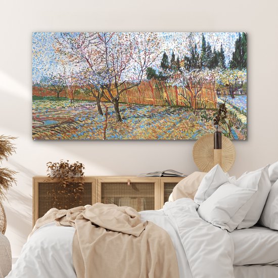 MuchoWow® Peinture sur Verre - Pêcher en Fleurs - Vincent van Gogh - 160x80 cm - Peintures sur Verre Acrylique - Photo sur Glas