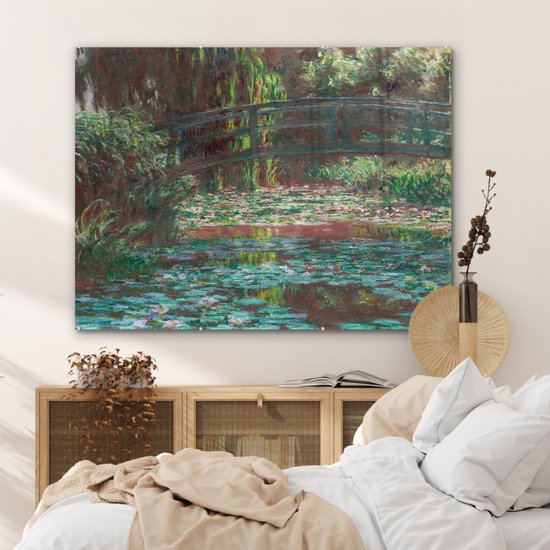 MuchoWow® Peinture sur verre 120x90 cm - Peinture sur verre acrylique - Étang aux Water - Peinture de Claude Monet - Photo sur verre - Peintures