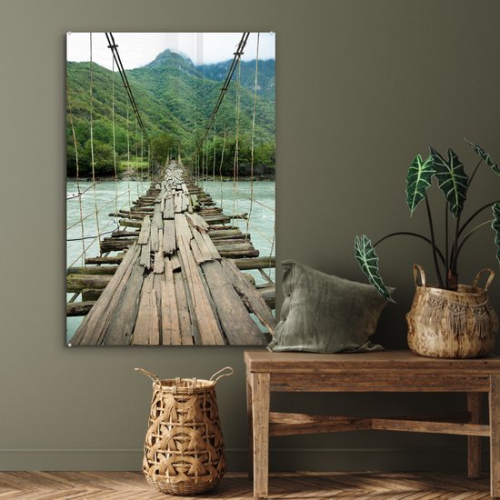 Peinture sur Verre - Pont - Bois - Rivière - 80x120 cm - Peintures sur Verre Peintures - Photo sur Glas