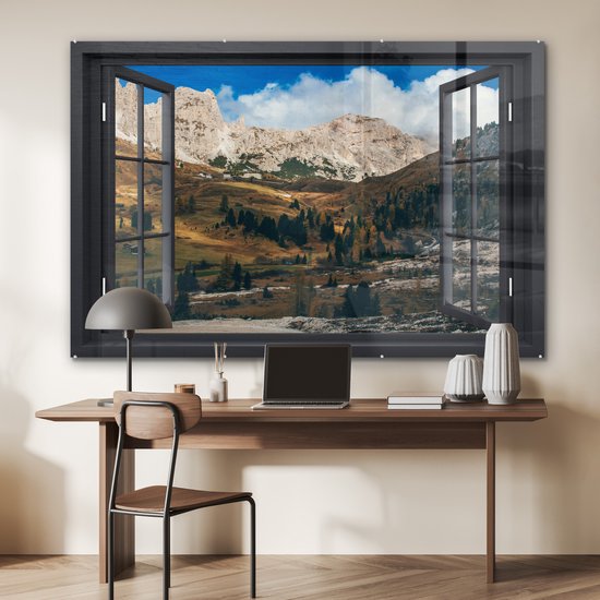 Peintures sur verre - Voir à travers - Montagnes - Vert - 180x120 cm - Peintures Plexiglas