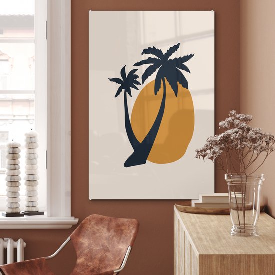 Peinture sur Verre - Palmier - Soleil - Pastel - 60x90 cm - Peintures sur Verre Acrylique - Photo sur Glas