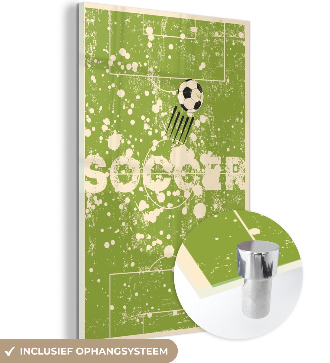 ® Glasschilderij 20x30 cm - Schilderij acrylglas - Quotes - Vintage - Soccer - Voetbal - Sport - Foto op glas - Muurdecoratie woonkamer - Wanddecoratie slaapkamer - Schilderijen