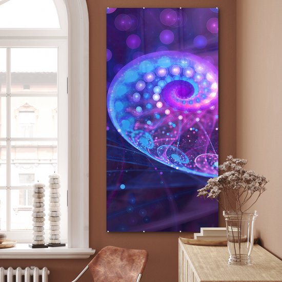 MuchoWow® Peinture sur verre 80x160 cm - Peinture sur verre acrylique - Abstrait - Coquillages - Glitter - Photo sur verre - Peintures