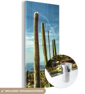 MuchoWow® Glasschilderij - Cactus - Zee - Lucht - 60x120 cm - Acrylglas Schilderijen - Foto op Glas