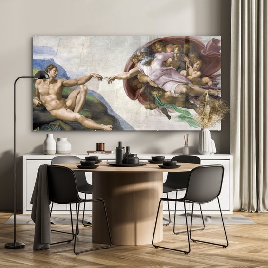 Peinture sur Verre - La Création d'Adam - Michel-Ange - 160x80 cm - Peintures Plexiglas