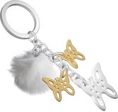 Metalmorphose sleutelhanger vlinders met zacht bolletje Butterfly