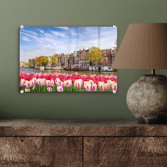 Peinture sur verre - Skyline - Canaux - Amsterdam - 30x20 cm - Peintures Plexiglas