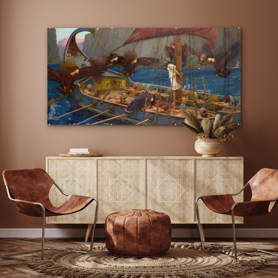 Peinture sur Verre - Ulysse et les Sirènes - Peinture de John William Waterhouse - 160x80 cm - Peintures sur Verre Acrylique - Photo sur Glas