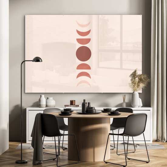 MuchoWow® Peinture sur verre 180x120 cm - Peinture sur verre - Illustration abstraite avec les phases de la lune - Photo sur verre acrylique - Peintures