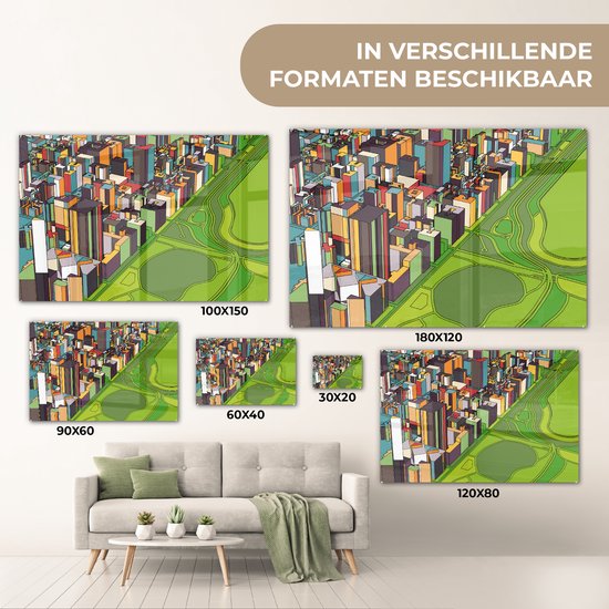 MuchoWow® Peinture sur verre 150x100 cm - Peinture sur verre acrylique - Illustration parc central - Photo sur verre - Peintures