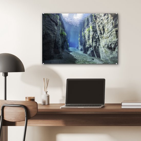 Rocks under water Glas 60x40 cm - Tirage photo sur Glas (décoration murale en plexiglas)