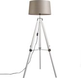 QAZQA Tripod 45 R - Industriele Verstelbare Vloerlamp | Staande Lamp - 1 lichts - H 1515 mm - Wit - Industrieel -  Woonkamer | Slaapkamer | Keuken