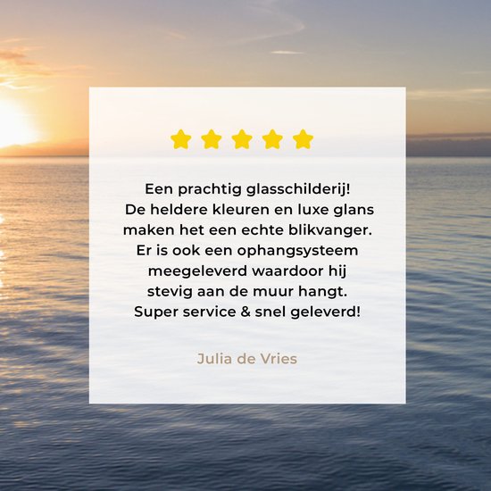 ® Glasschilderij 60x40 cm - Schilderij acrylglas - De zonsopkomst boven de stille zee - Foto op glas - Muurdecoratie woonkamer - Wanddecoratie slaapkamer - Schilderijen
