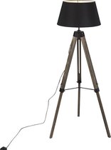 Bol.com QAZQA rio fl - Industriele Tripod | driepoot vloerlamp | Staande Lamp - 1 lichts - H 1440 mm - Bruin - Industrieel - Woo... aanbieding