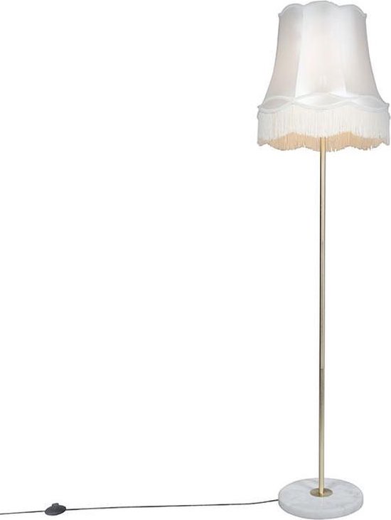 QAZQA kaso - Lampadaire avec abat-jour - 1 lumière - H 1750 mm - Crème