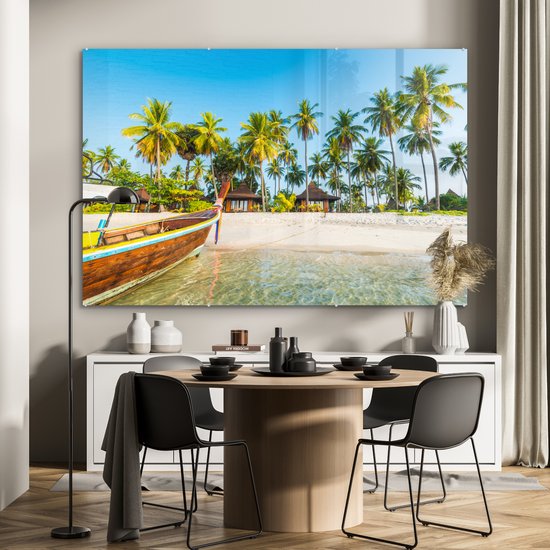 MuchoWow® Peinture sur verre 150x100 cm - Peinture sur verre acrylique - Plage - Kayak - Été - Photo sur verre - Peintures
