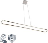 QAZQA charlie - Moderne LED Hanglamp voor boven de eettafel | in eetkamer - 1 lichts - L 1200 mm - Staal -  Woonkamer