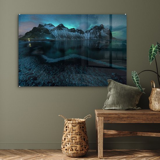 MuchoWow® Peinture sur Verre - Aurores Boréales à Aurore - 90x60 cm - Peintures sur Verre Acrylique - Photo sur Glas