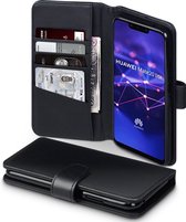 Qubits - luxe echt lederen wallet hoes - Huawei Mate 20 Lite - Zwart