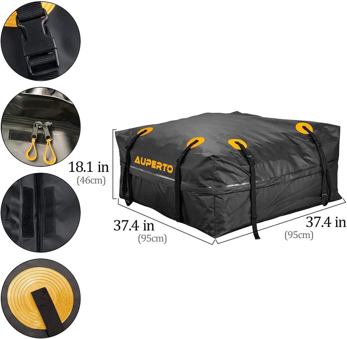 AUPERTO Coffre de toit de voiture 566 L Pliable Boîte de rangement étanche  Sac de toit