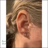 Aramat Jewels - Ronde Oorbellen Zebralook - Paars Zwart - Staal 10mm - Trendy Sieraden - Cadeau - Voor Haar - Unieke Accessoires