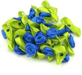 100 Stuks Kunstbloemen – Mini Rozen – Blauw – 3*1.4 cm – Decoratie Bloemetjes