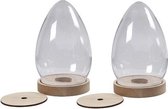 2x Eivormige plastic stolpen op houten voet 19 cm - Home Deco stolpen - Woonaccessoires