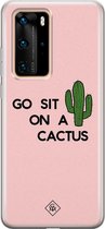 Huawei P40 Pro hoesje siliconen - Go sit on a cactus | Huawei P40 Pro case | blauw | TPU backcover transparant