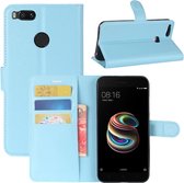 Voor Xiaomi Mi 5X Litchi Texture Horizontal Flip Leather Case met houder & kaartsleuven & portemonnee (blauw)