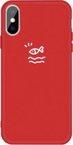 Voor iphone xs / x klein vispatroon kleurrijke frosted tpu telefoon beschermhoes (rood)