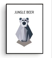 Postercity - Design Canvas Poster Pixel Jungle Beer / Jungle Dieren / Kinderkamer / Dieren Poster / Babykamer - Kinderposter / Babyshower Cadeau / Muurdecoratie / 50 x 40cm