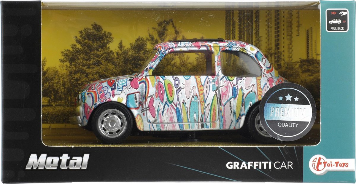Toi-Toys auto Fiat 500 Typen Rückzieh-Graffiti 