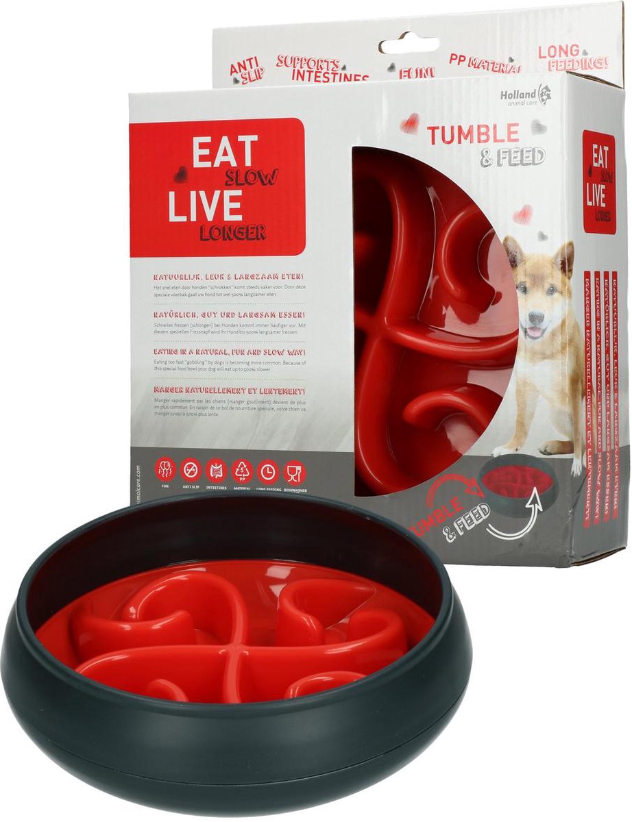 Eat Slow Live Longer Tumble Feeder Voerbak Antischrok bak voor