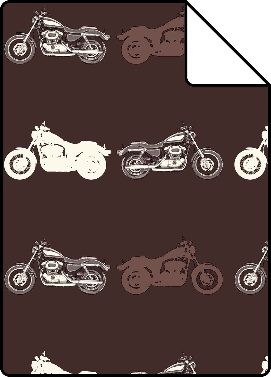 Proefstaal ESTAhome behang motoren bruin - 26.5 x 21 cm - 115645-S