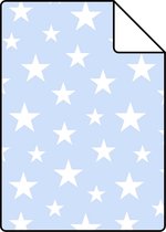 Proefstaal ESTAhome behang sterretjes lichtblauw - 138729 - 26,5 x 21 cm