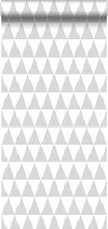 ESTAhome behangpapier grafisch geometrische driehoeken licht warm grijs en mat wit - 128842 - 53 cm x 10,05 m