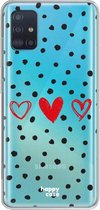 HappyCase Samsung Galaxy A51 Hoesje Flexibel TPU Stip Hartjes Print