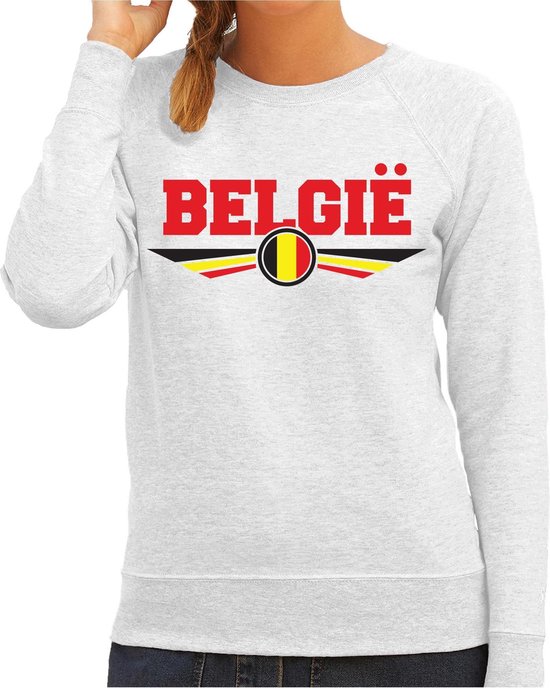 Belgie landen sweater met Belgische vlag grijs dames - landen trui /  kleding - EK / WK... | bol.com