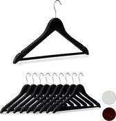 Relaxdays kledinghangers hout - set van 10 - broeklat - kleerhangers - draaibaar - zwart